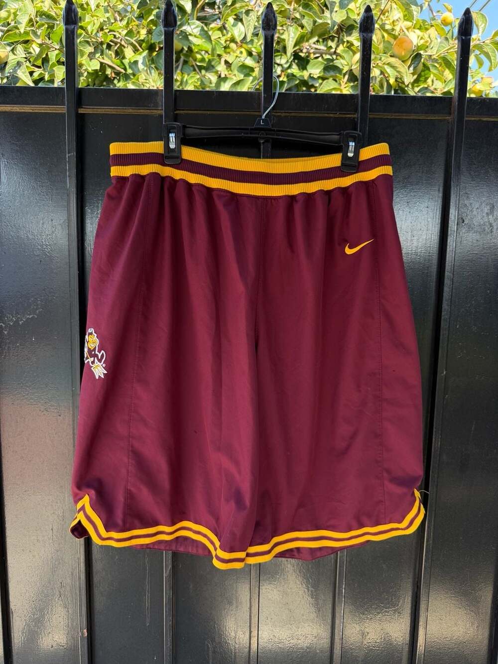 Nike Arizona State Sun Devils Basketball Shorts Size XL Maroon Yellow